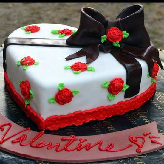 3Lbs Heart Shape Red and White Valentine Cake by Redolence