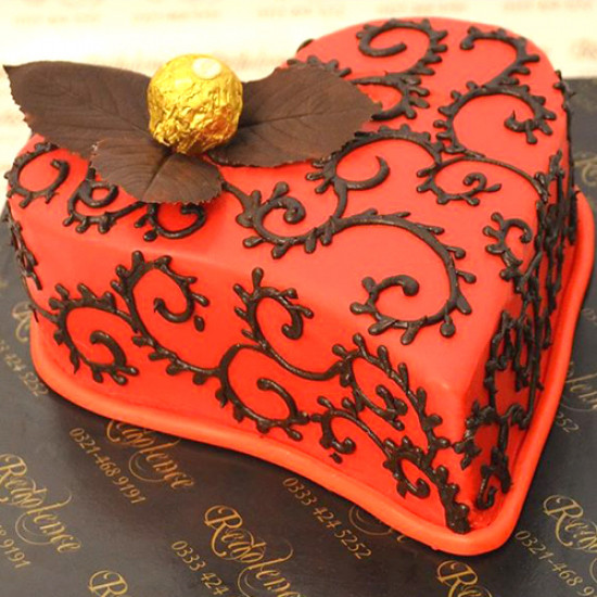 3Lbs Red Heart Pattern Cake by Redolence
