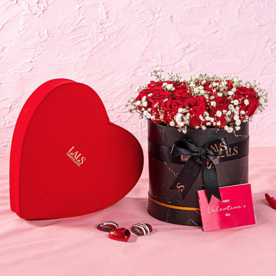 Velvet Heart Box with Rose Box Bundle