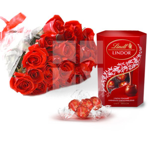 24 Red Roses with Lindt Lindor Chocolates 24 Red Roses with Lindt Lindor Chocolates