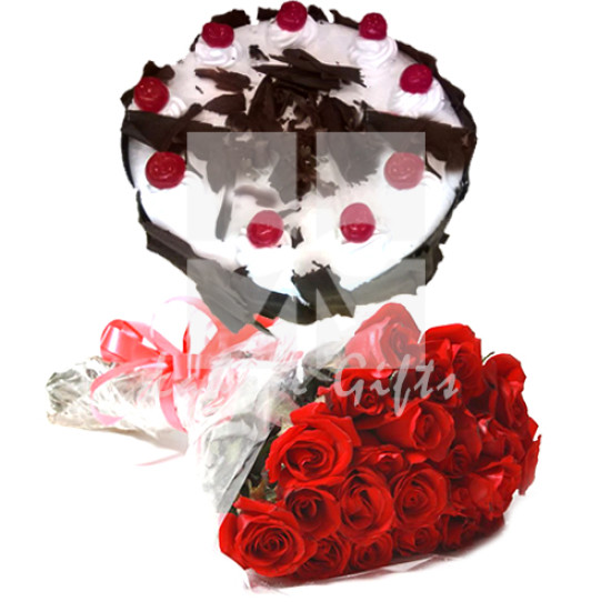 (3Hr) 2lbs Pc Hotel Cake and Red Roses