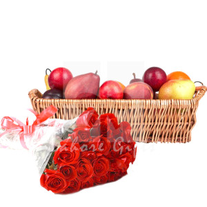 Fruit Basket with Roses Fruit Basket with Roses