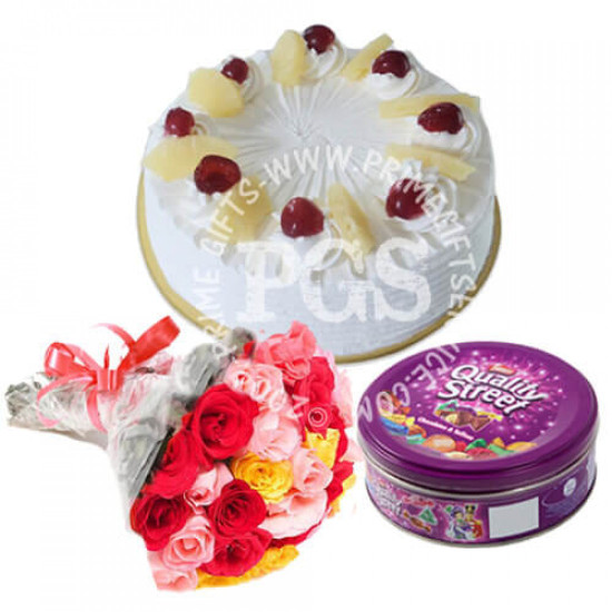 Cake, Roses & Chocolates Combo Cake, Roses & Chocolates Combo