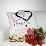 Free Roses, Couple Cushion and Chocolates