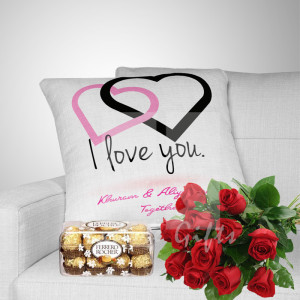 Free Roses, Couple Cushion and Chocolates Free Roses, Couple Cushion and Chocolates