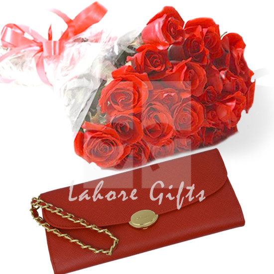 Ladies Wallet with Red Roses