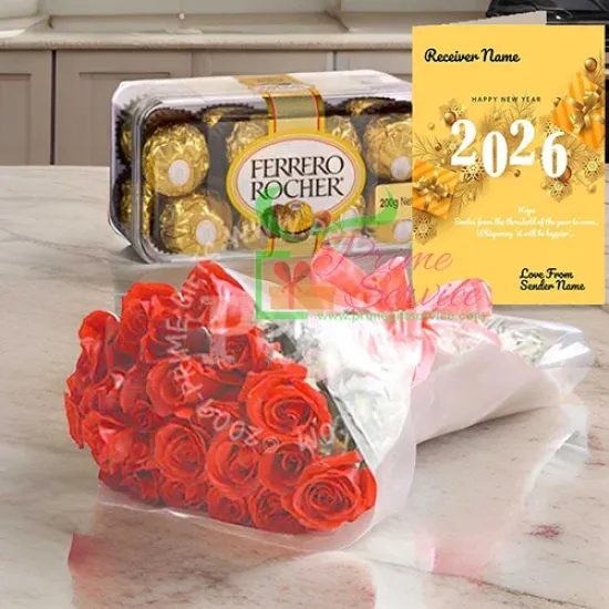 Ferrero & Red Roses New Year Combo