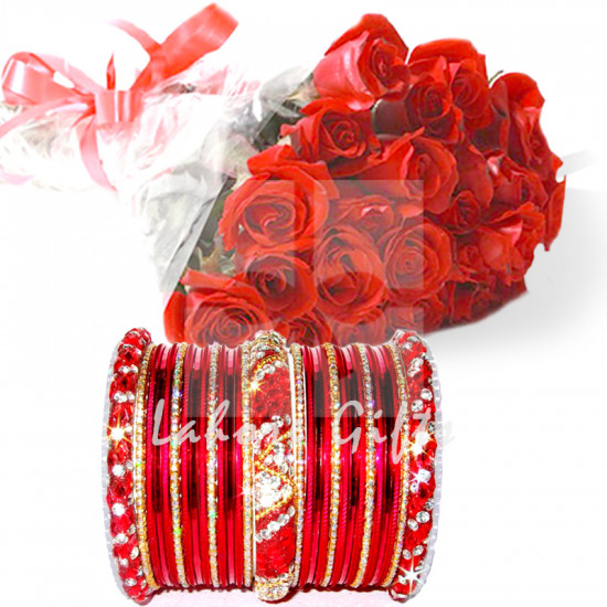Red Roses with Red Bangles