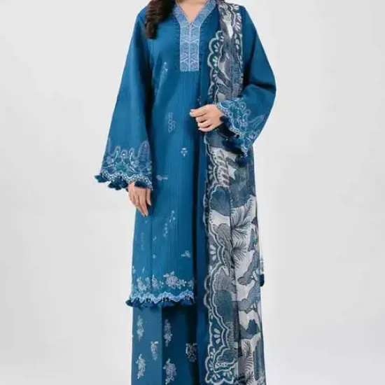 Blue 3 Piece - Digital Printed Embroidered Suit Blue 3 Piece - Digital Printed Embroidered Suit