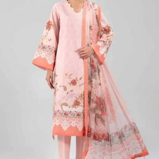 3 Piece Light Peach Cambric - Digital Printed Suit 3 Piece Light Peach Cambric - Digital Printed Suit