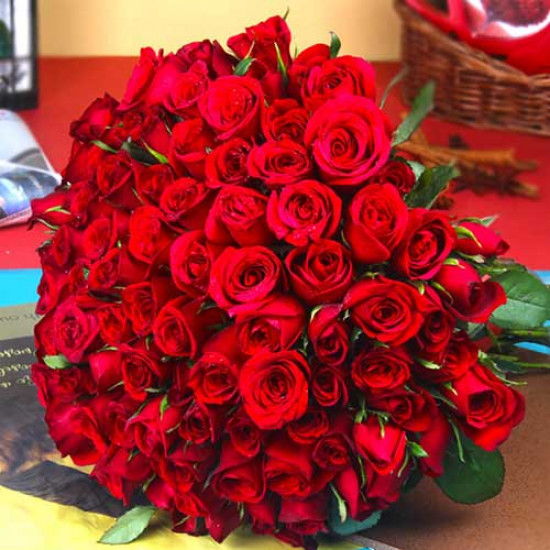 Fascinated 100 Red Roses Bouquet