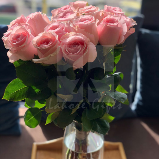 Majestic Pink Roses in Vase