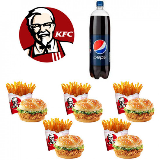 KFC Zinger Burger Meal Deal for 5 Persons