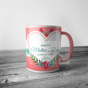 Personalised Pink Check Mug for Mother